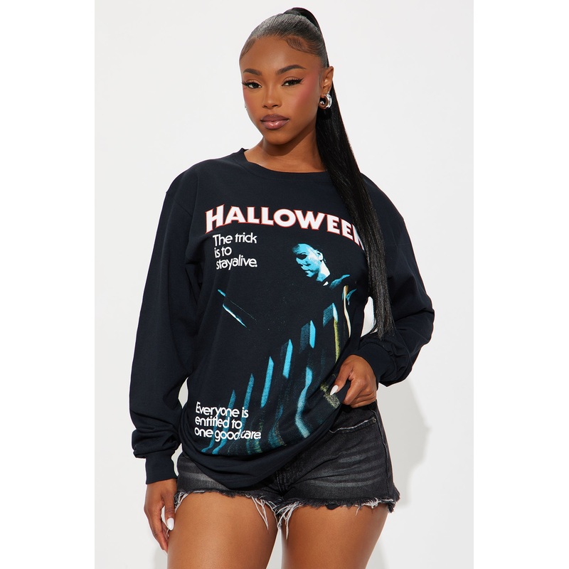 Halloween Michael Myers Long Sleeve Tee – Black