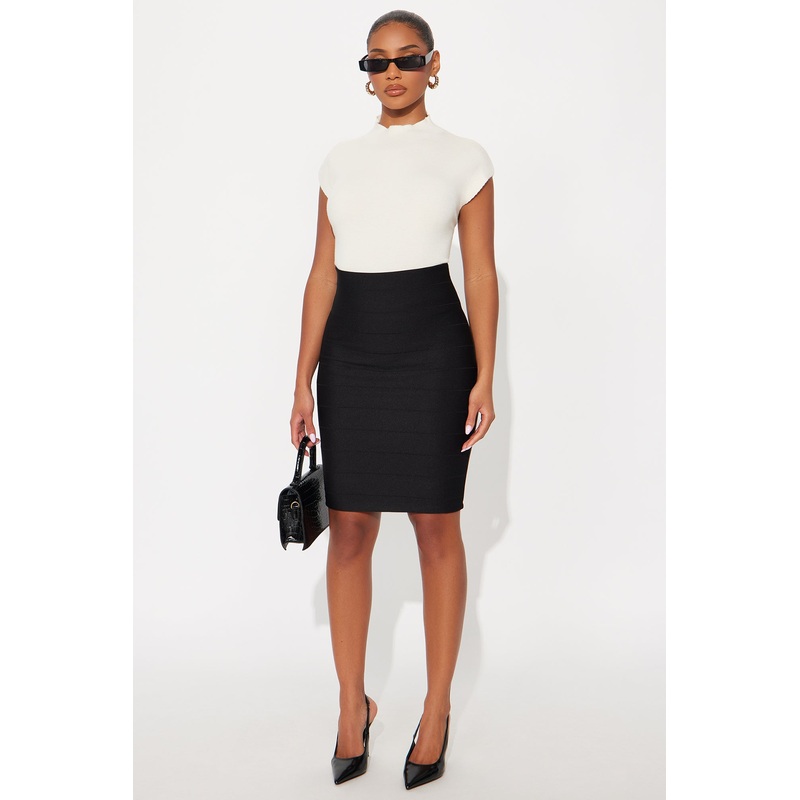 Jenni Bandage Midi Skirt – Black