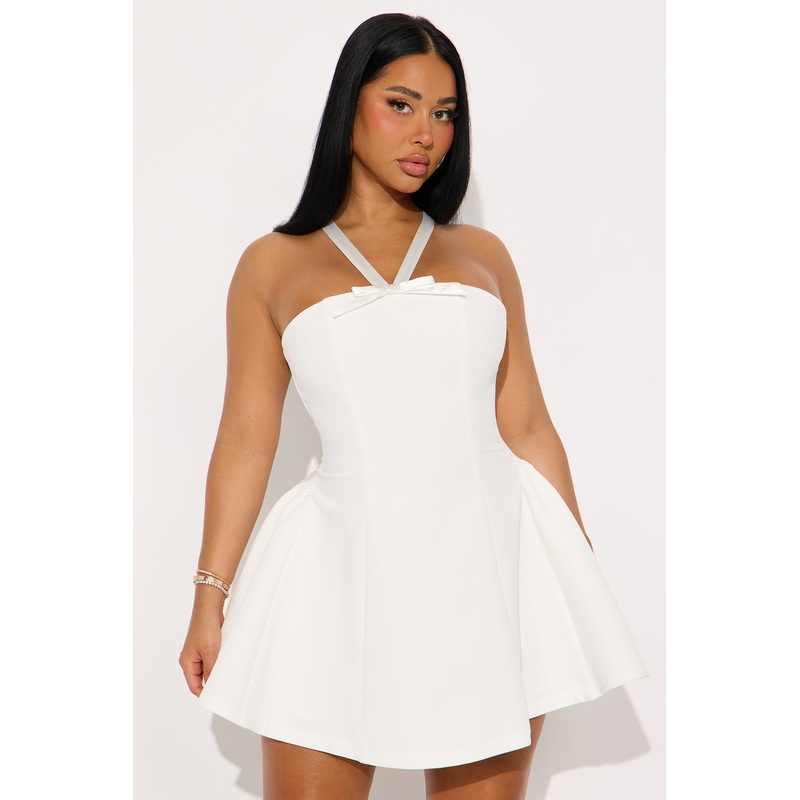 Monroe Bow Mini Dress – White
