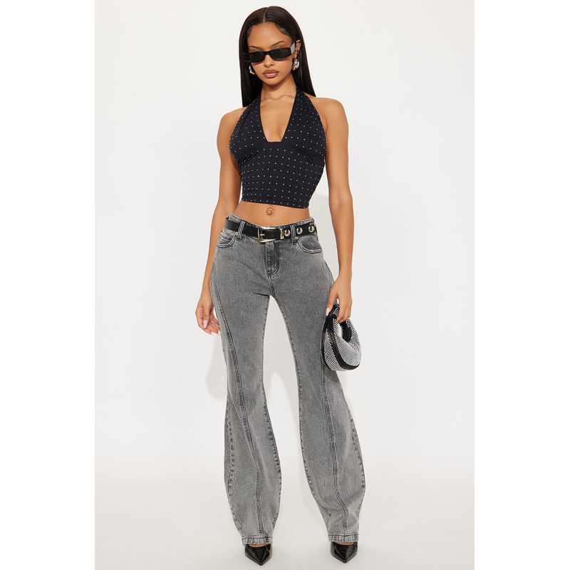 On A Wave Flare Jeans – Grey