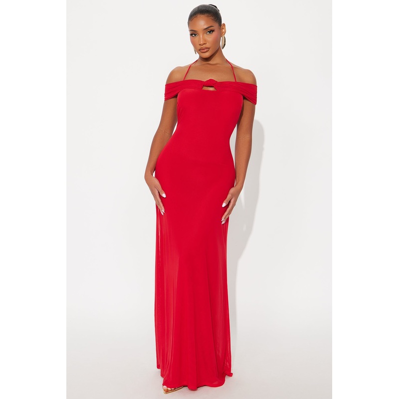 Sparrow Mesh Maxi Dress – Red