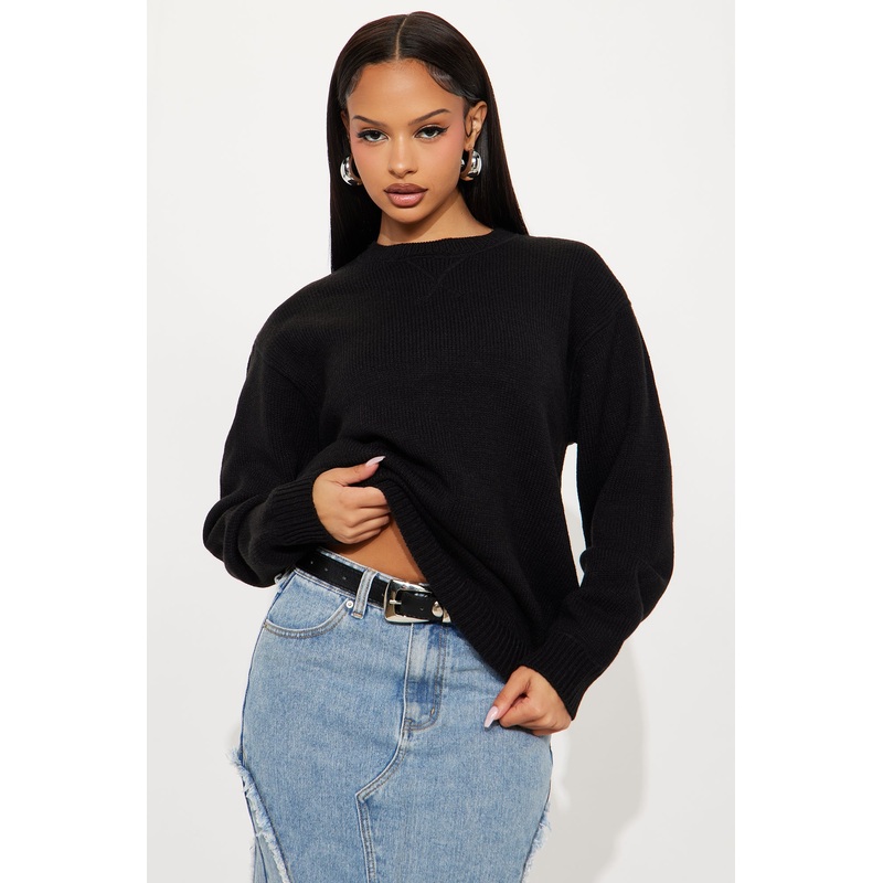 The Cozy Days Pullover Sweater – Black