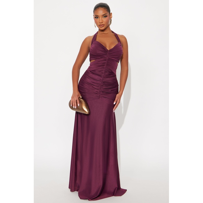 Thea Ruched Gown – Plum