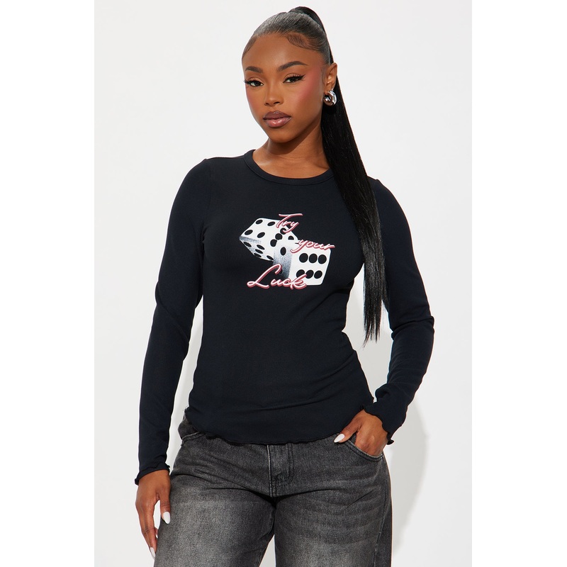 Try Your Luck Waffle Tee – Black