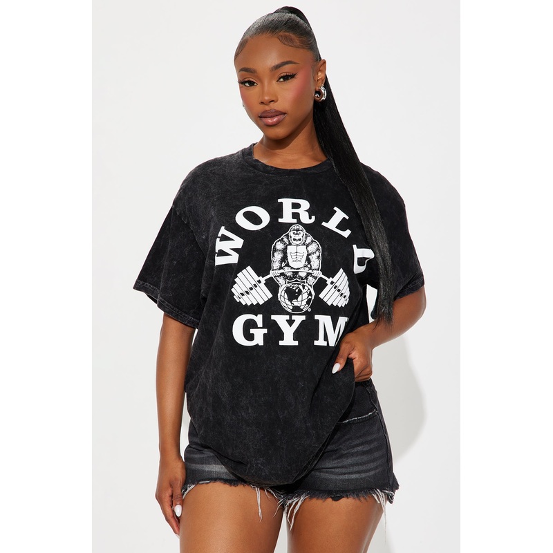 World Gym Washed Tee – Black