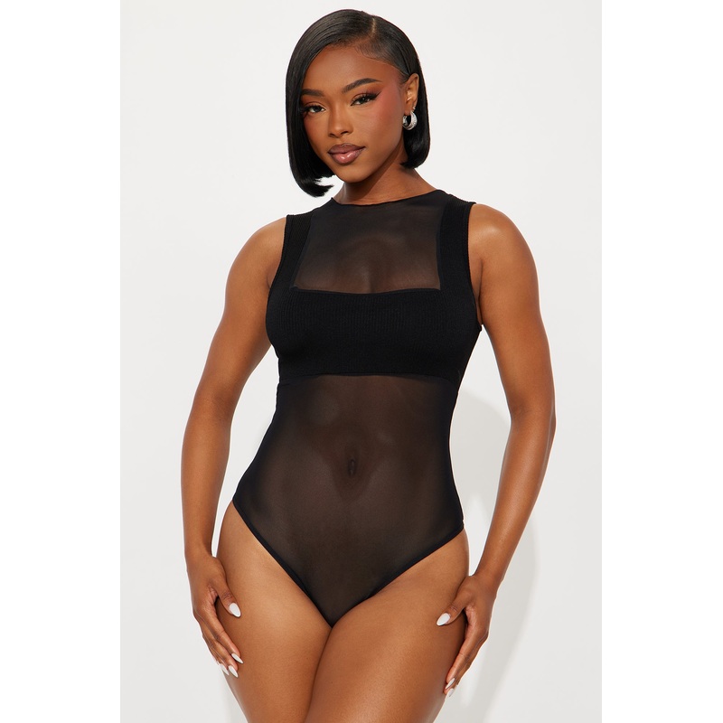 Breaking Bad Habits Sheer Bodysuit – Black