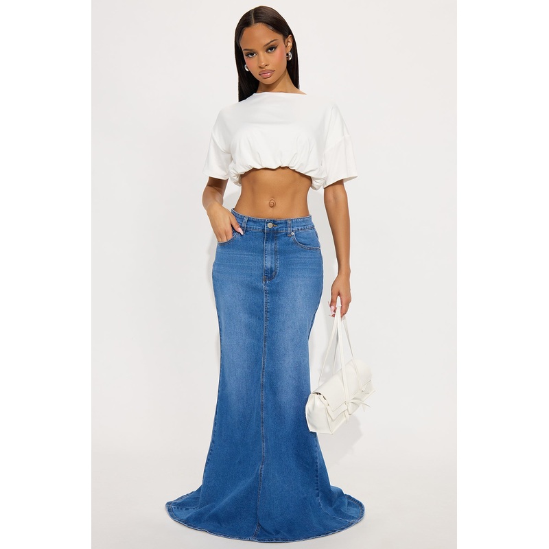 Courtney Denim Maxi Skirt – Medium Wash