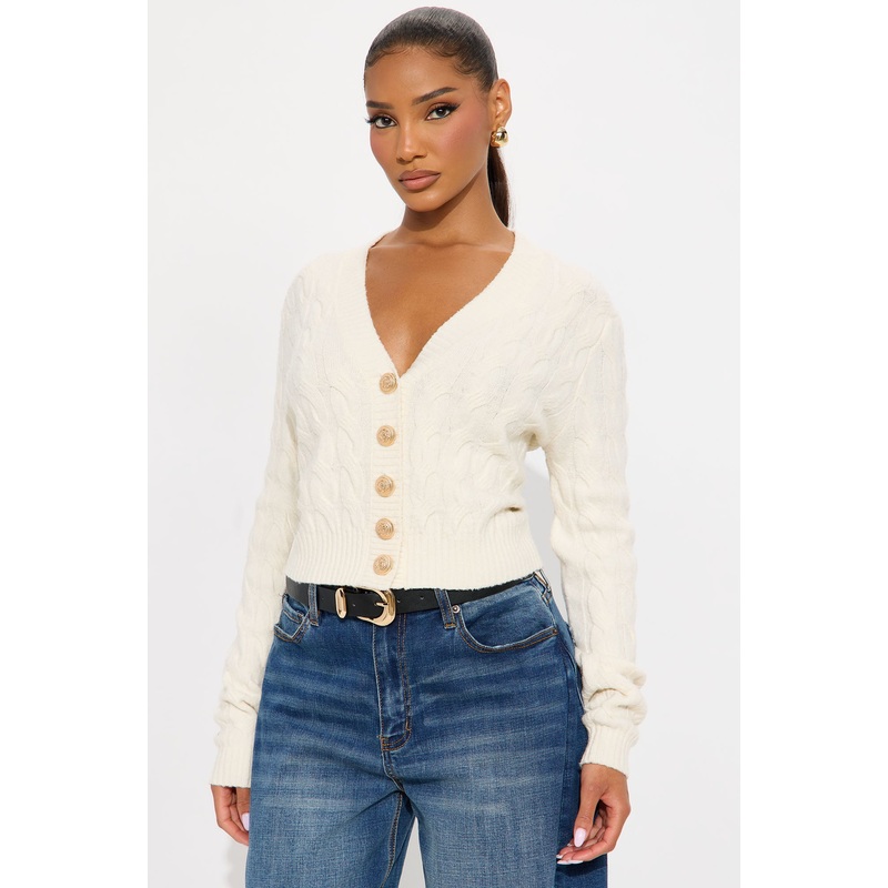 Don’t Fit In Cable Knit Cardigan – Cream
