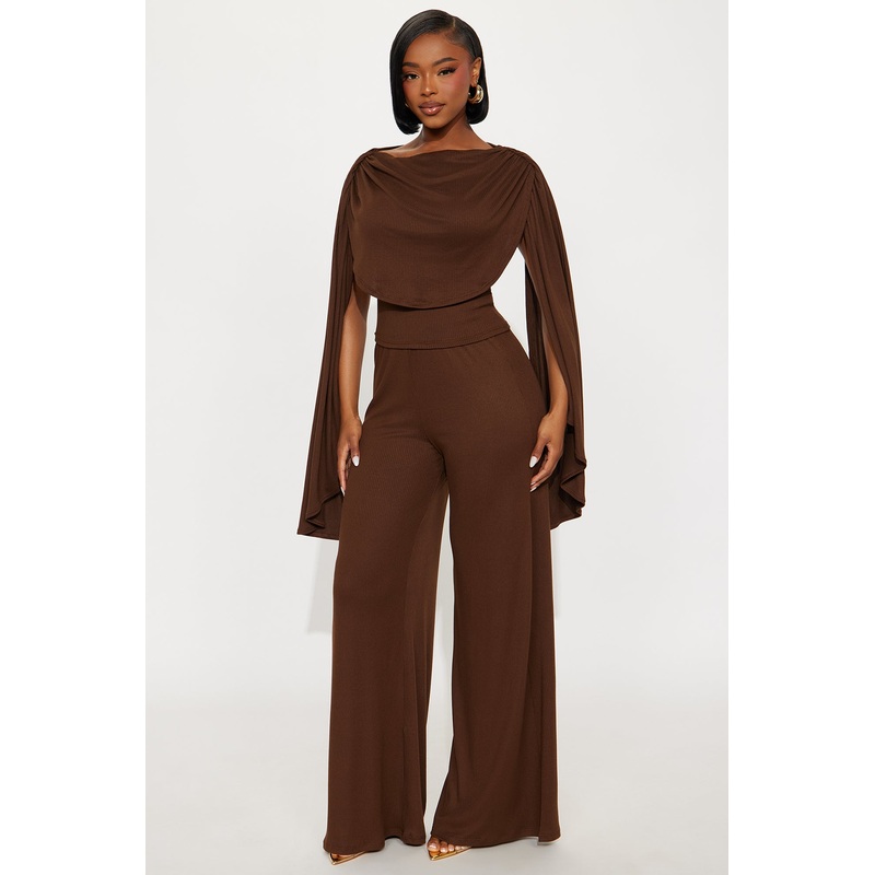 Everly Draped Pant Set – Chocolate