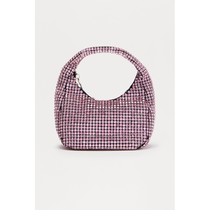 Glam Rush Rhinestone Satchel Handbag – Pink
