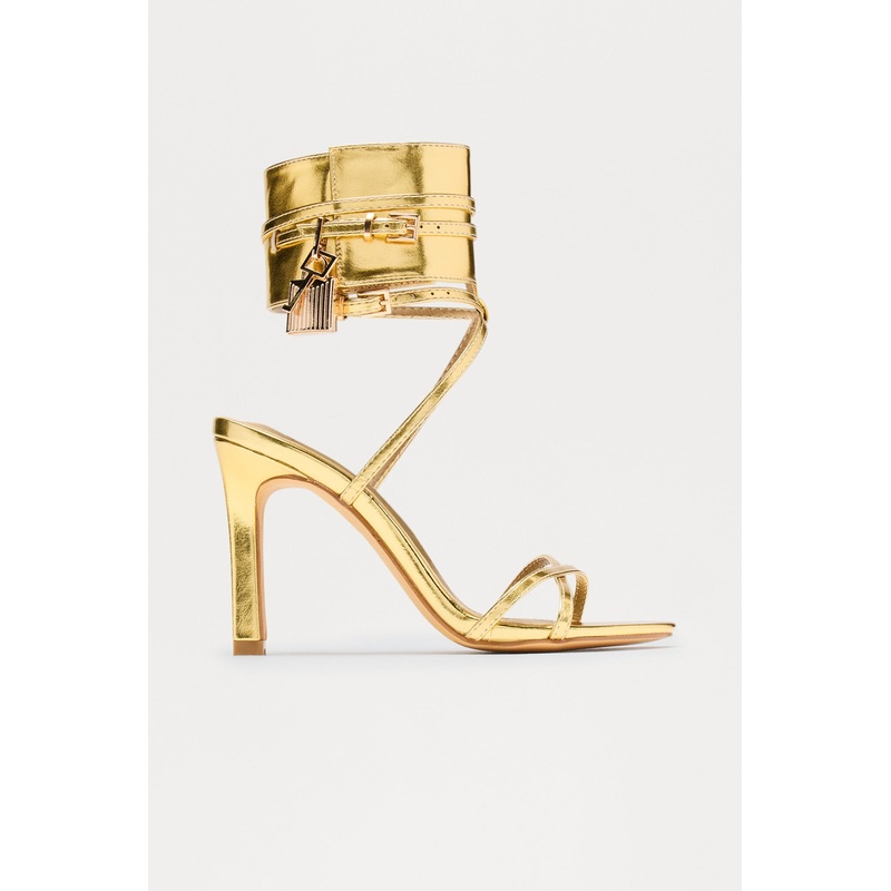 Irene Hardware Lock Heels – Gold