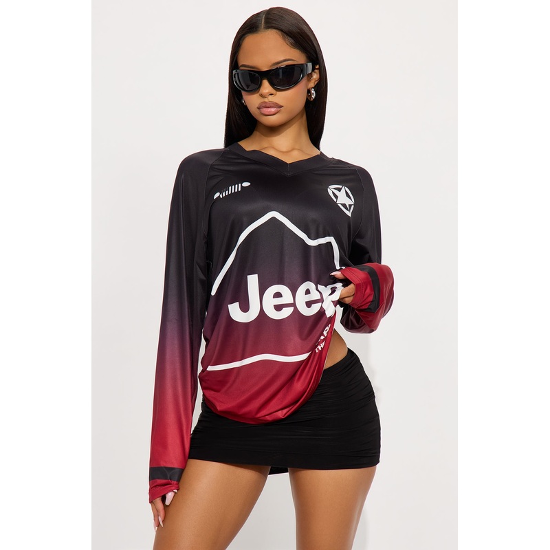 Jeep In The Mountains Jersey – Burgundy/combo