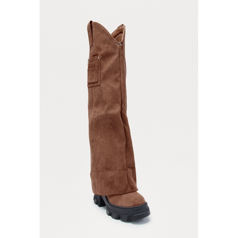 Kaizen Corduroy Overlay Boots – Chocolate