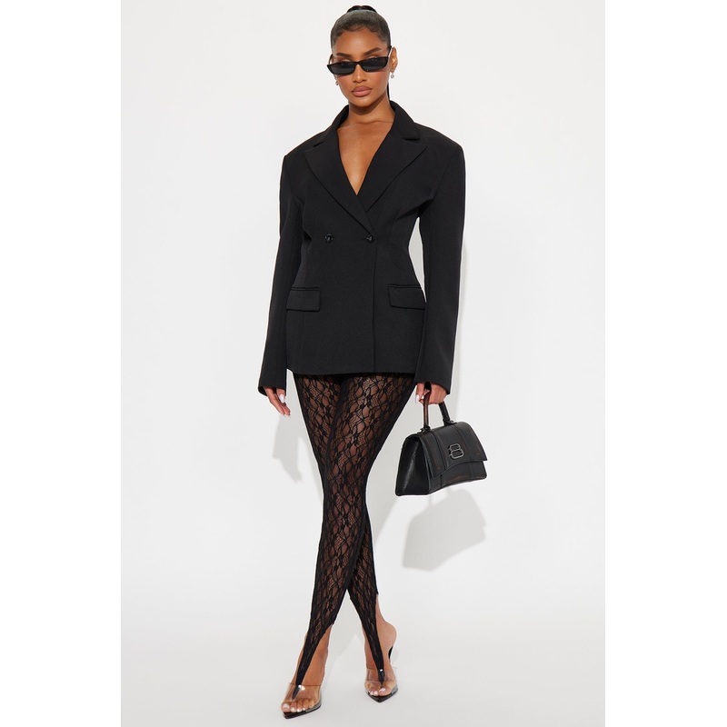 Kassidie Mid Rise Lace Stirrup Legging – Black