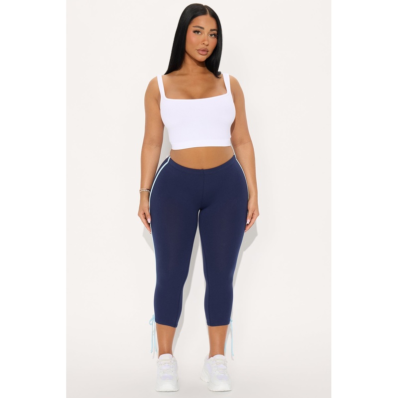 Lana Striped Capri Legging – Navy