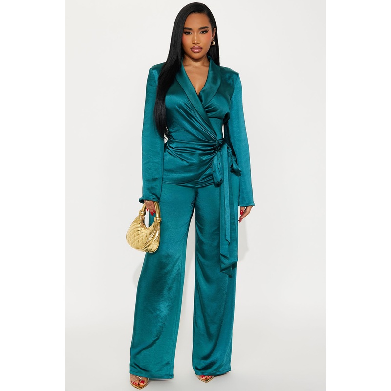 One And Only Satin Blazer Set – Teal