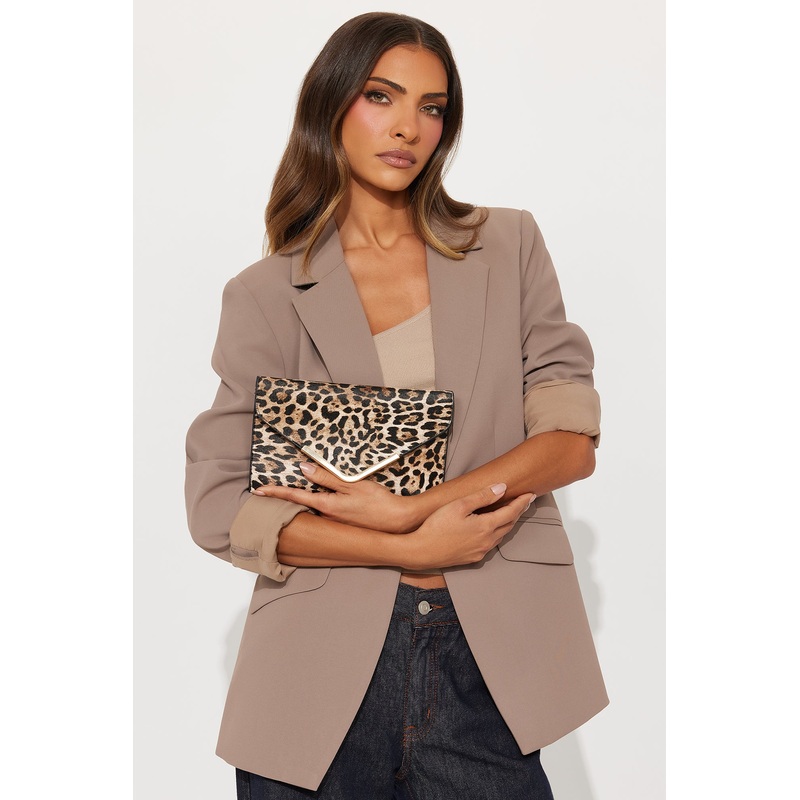 Purrfect Match Faux Leather Clutch – Brown/combo