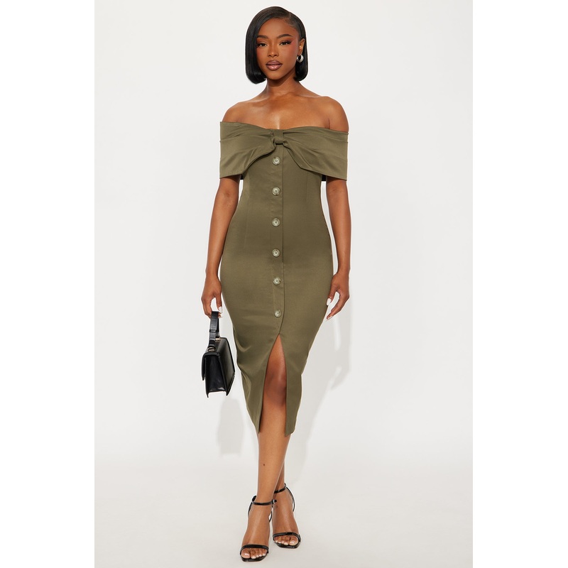 Safari Crush Midi Dress – Olive