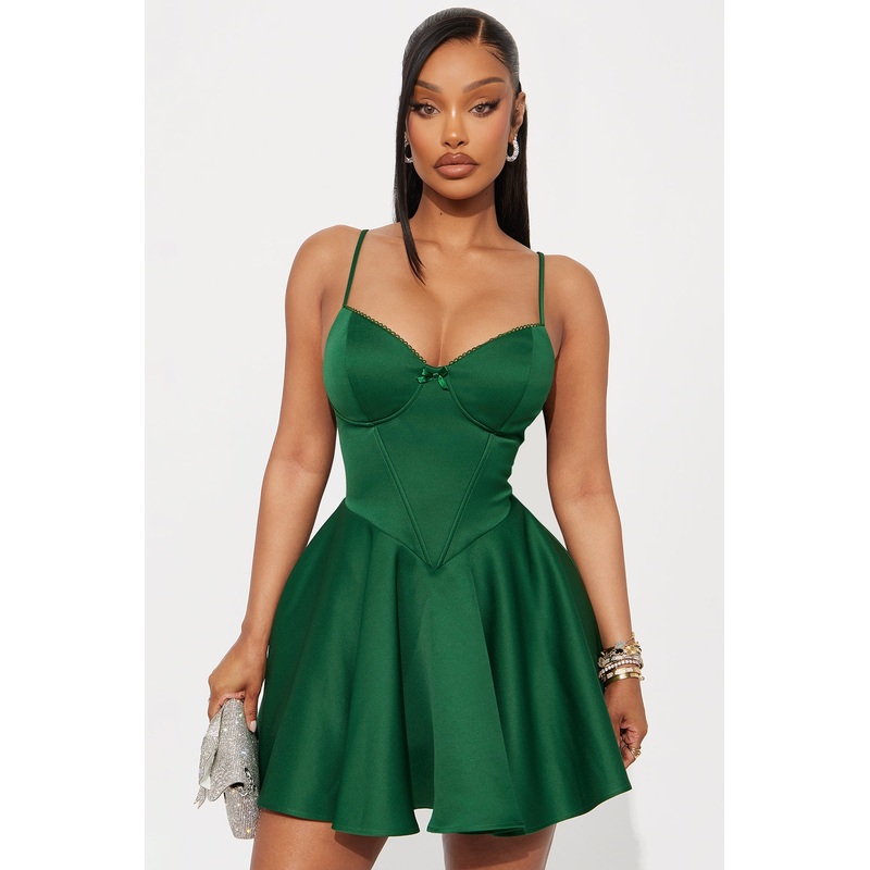 Seductive Essence Satin Corset Mini Dress – Hunter
