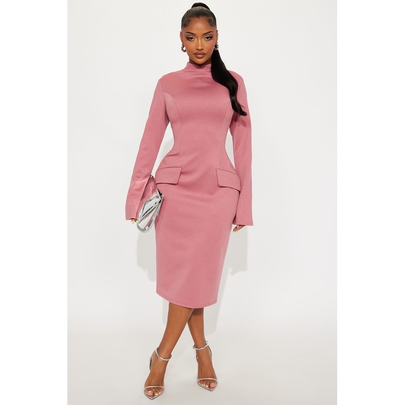 Above Average Ponte Midi Dress – Mauve