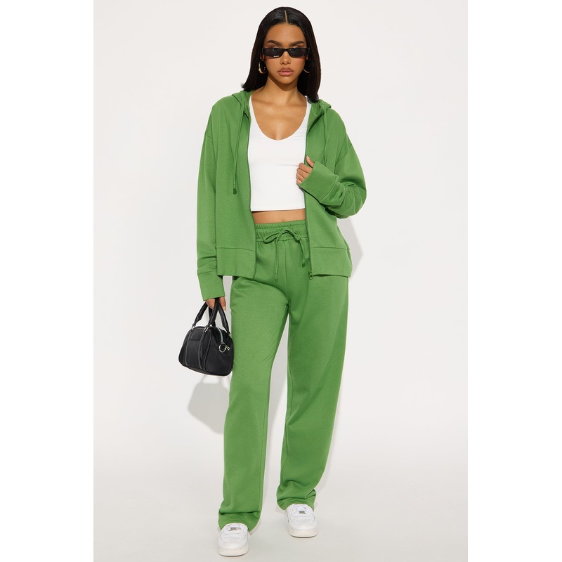 Brooke Oversized Zip Up Fleece Pant Set – Sage