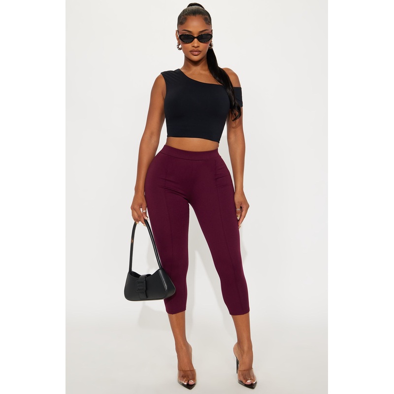 Daniella Pintuck Ponte Capri Legging – Burgundy