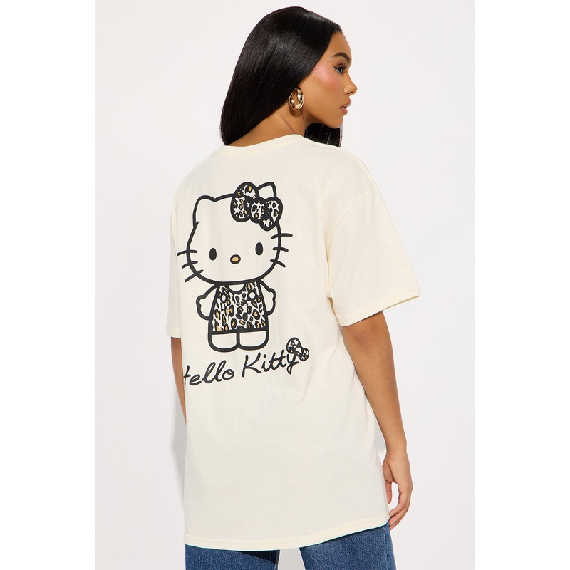 Hello Kitty Leoppard Front and Back Tee – Natural