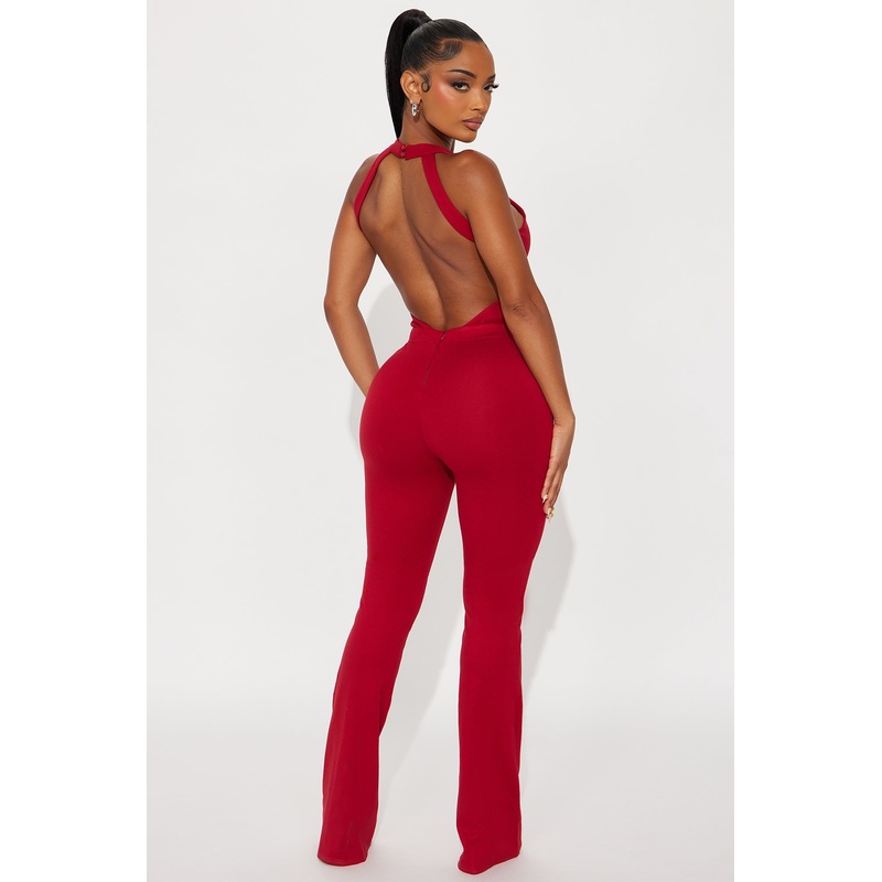Leyla Ponte Halter Jumpsuit – Red