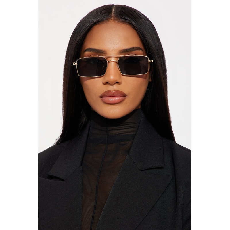 Lust Looks Squared Aviator Sunglasses – Gold/Black