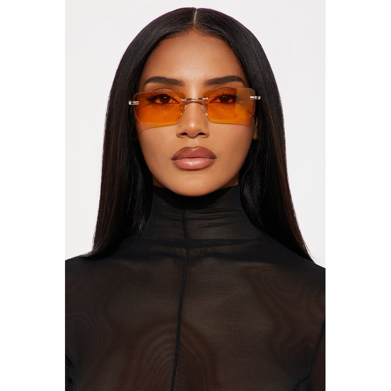 Monica Rimless Square Sunglasses – Gold/Yellow