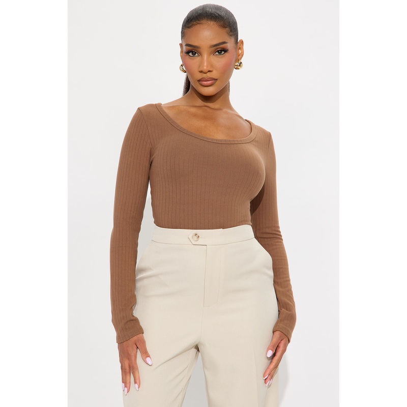 Taylor Scoop Neck Long Sleeve Top – Chestnut