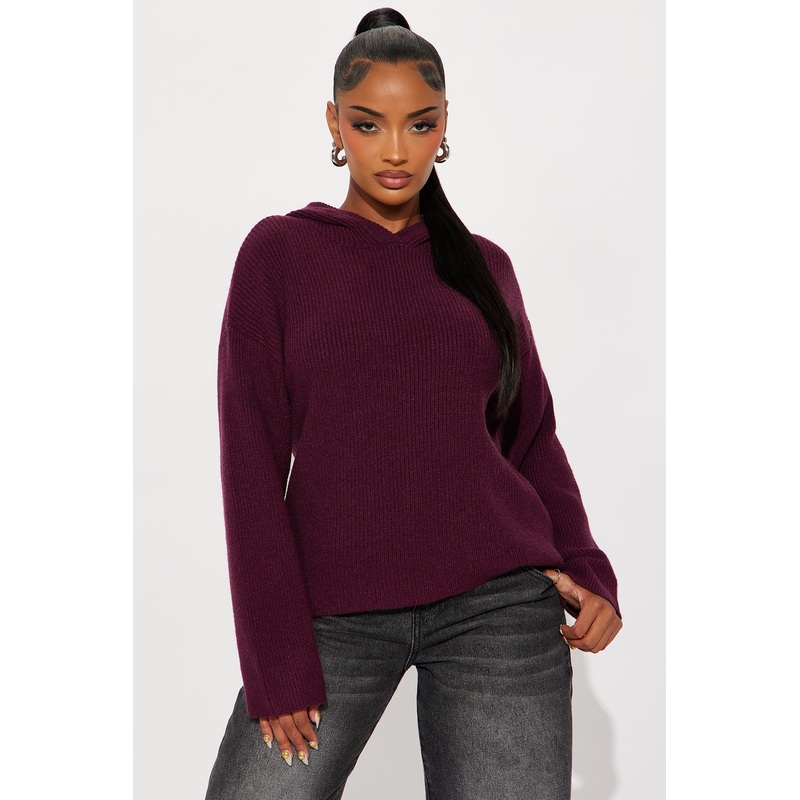 The Coziest Hooded Sweater – Plum