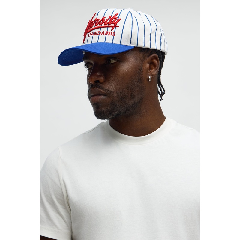 Varsity Standards Striped Structured Snapback Hat – Blue/combo