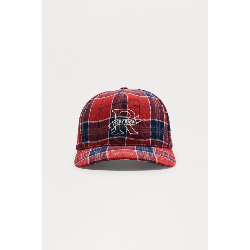 Very Rare Flannel Structured Snapback Hat – Red/combo