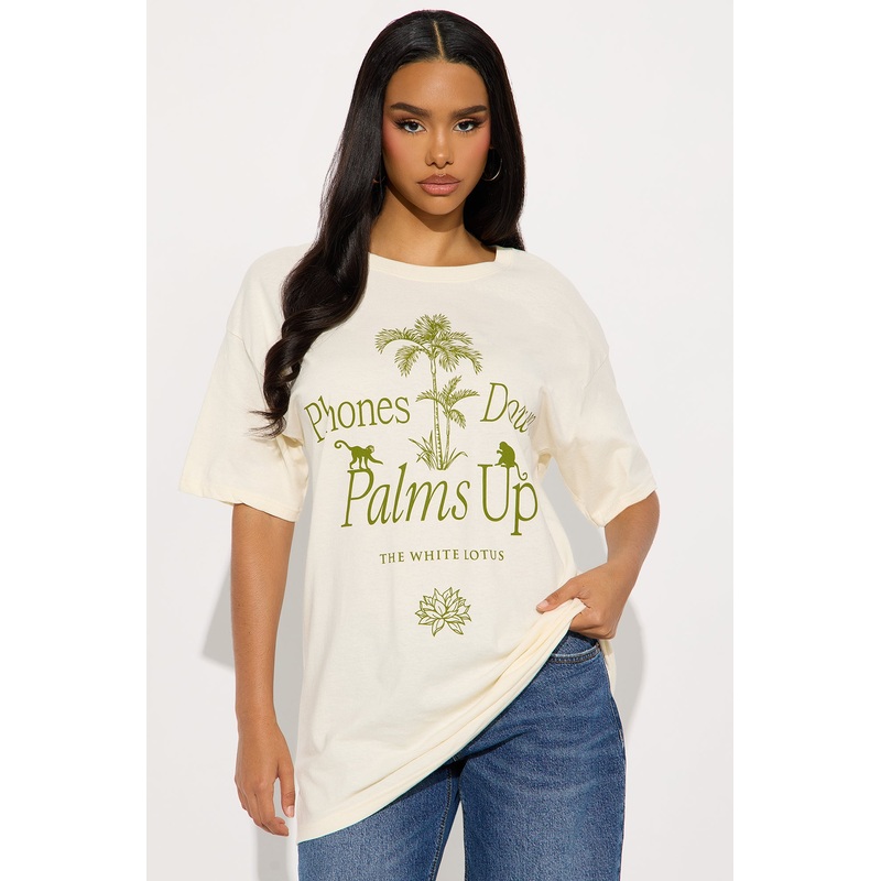 White Lotus Palms Up Tee – Natural