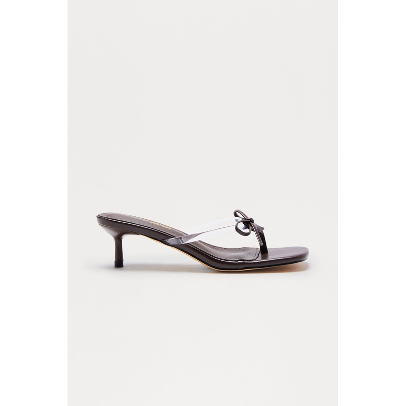 Aneli Bow Thong Mules – Chocolate
