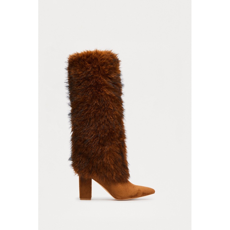 Brenn Faux Fur Knee High Boots – Tan
