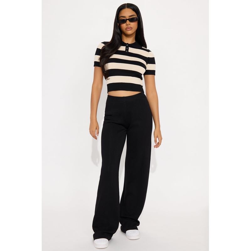 Brielle Striped Sweater Pant Set – Black/combo