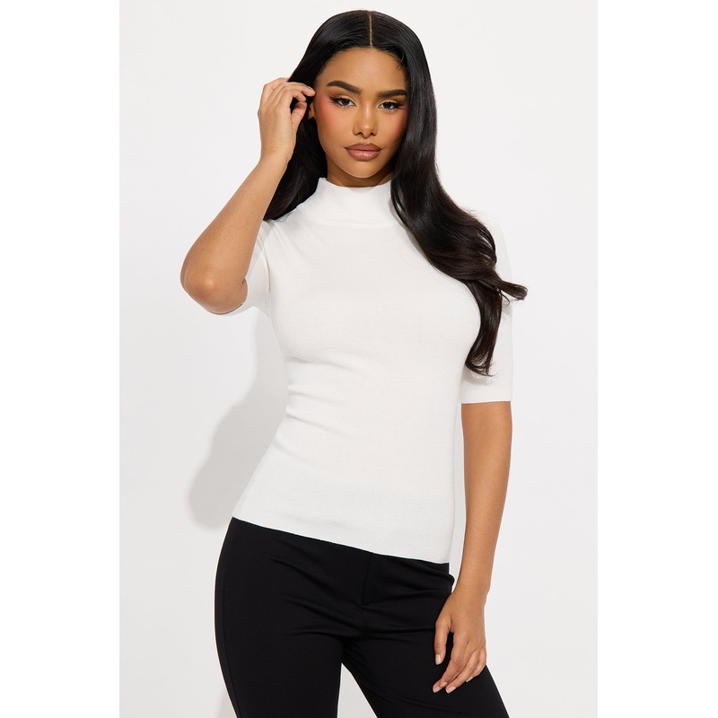 CALM VIBES RIBBED SWEATER – White