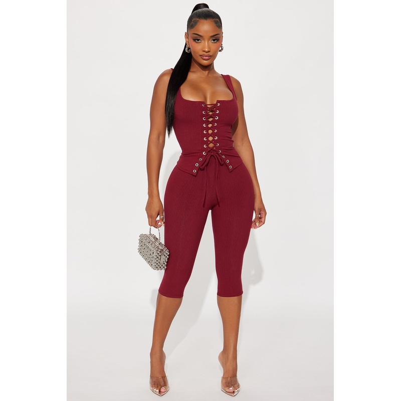 Carina Snatched Pant Set – Burgundy