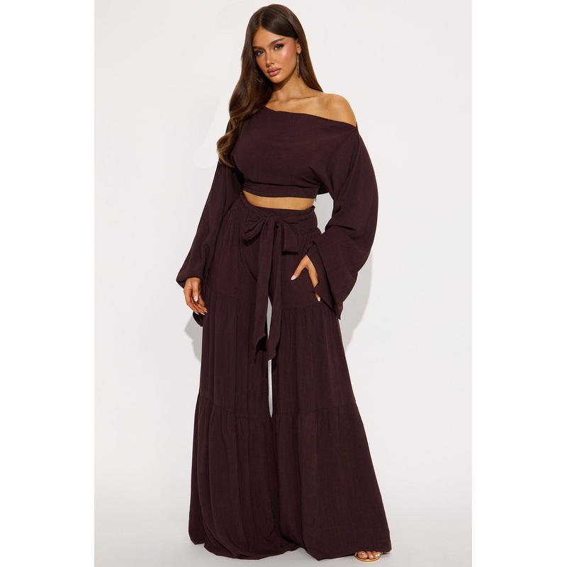 Carmella Rayon Linen Pant Set – Mocha