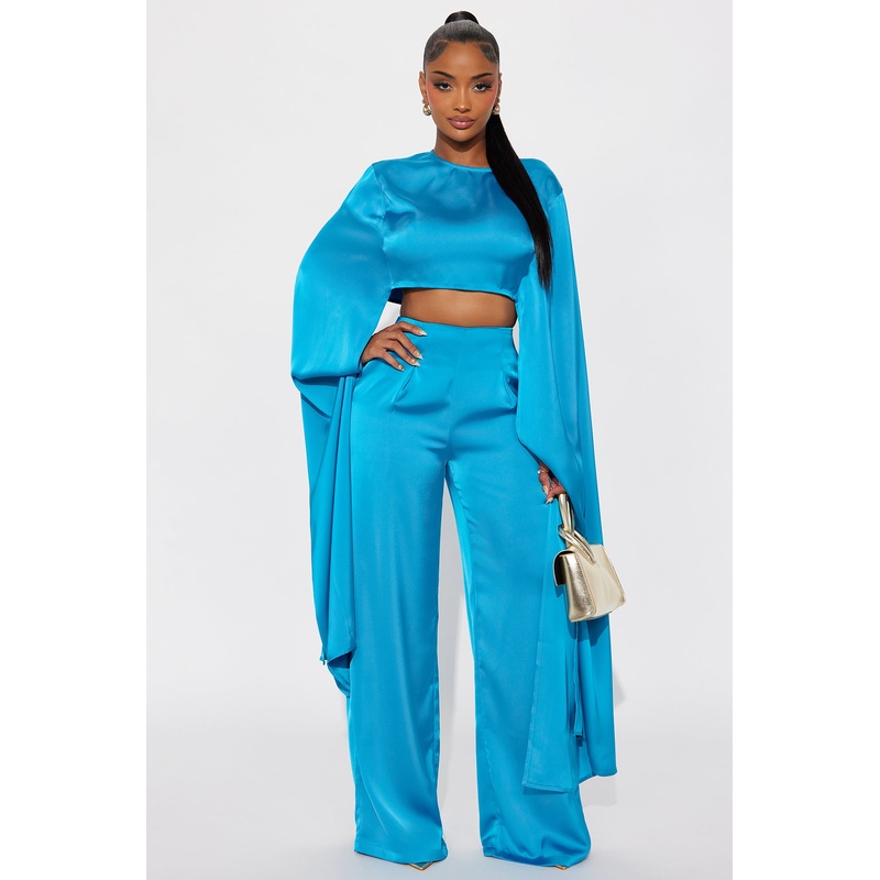 Drama Queen Satin Pant Set – Teal
