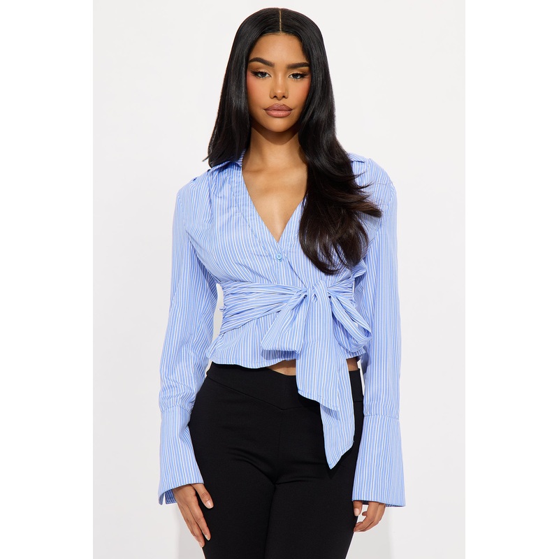 Fun With Me Stripes Poplin Shirt – Blue/combo