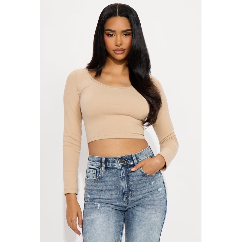 Gia Scoop Neck Double Lined Top – Taupe