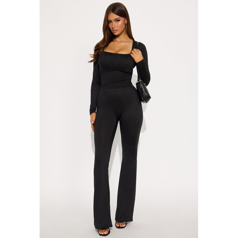 Making Moves Long Sleeve Flare Leg Pant Set – Black