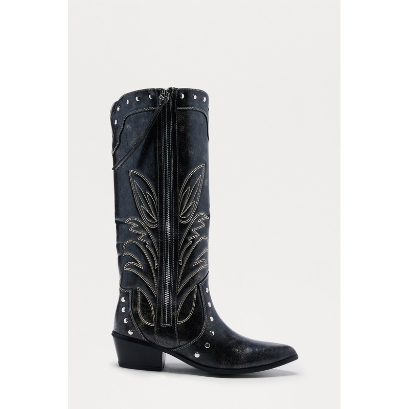 Parton Studded Cowboy Boots – Black
