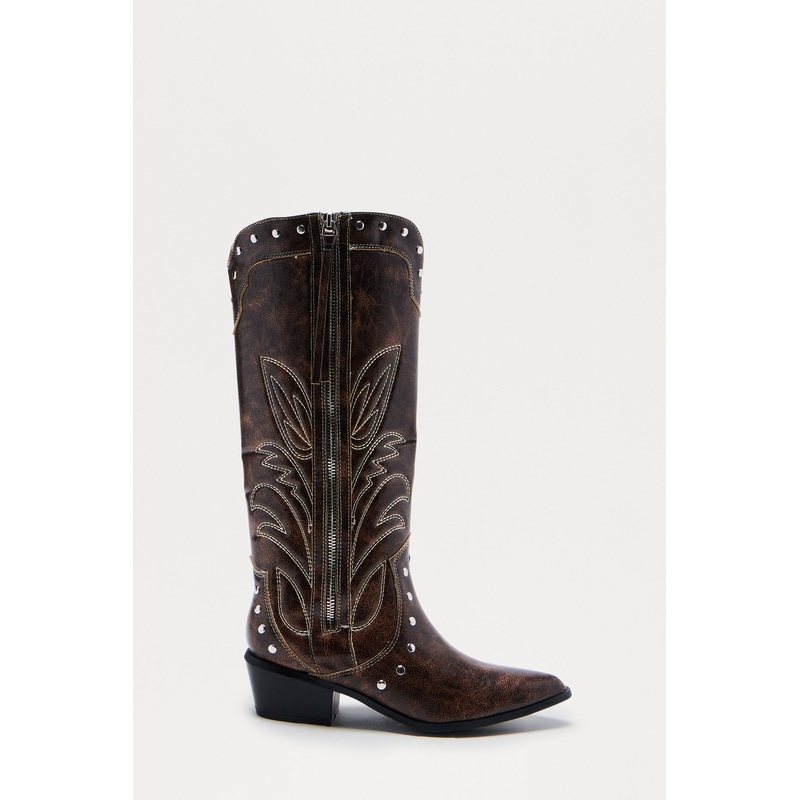 Parton Studded Cowboy Boots – Brown