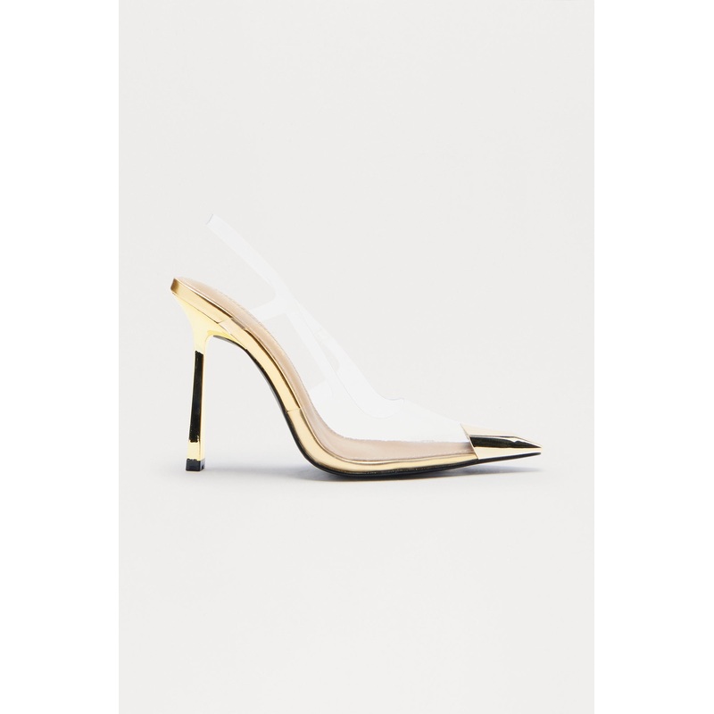 Sav Clear Slingback Pumps – Gold
