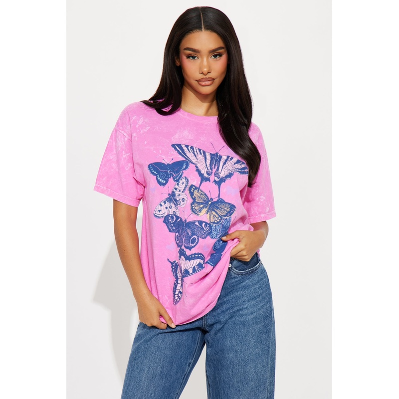 Butterfly Washed Tee – Pink