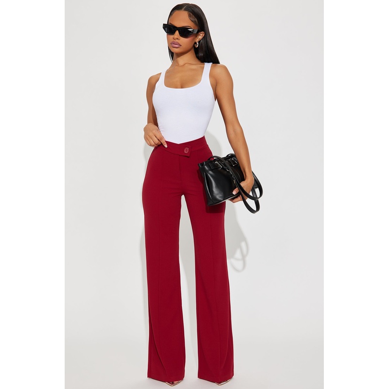Call It Even Wide Leg Dress Pants – Burgundy